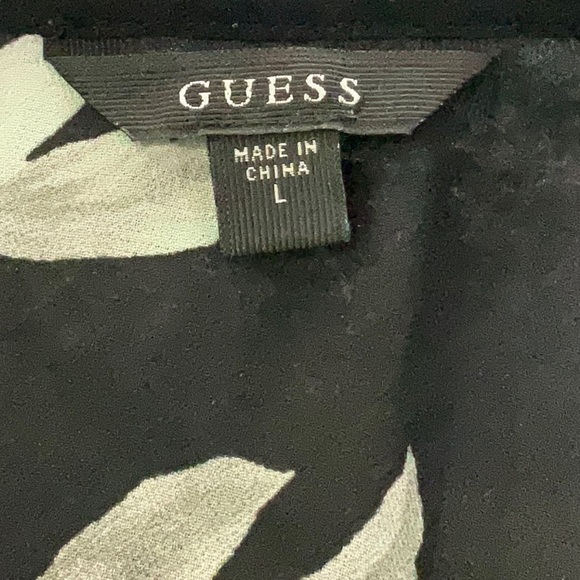 GUESS Adler Black Floral Cold Shoulder Ruffle Trim Long Sleeve Blouse Size Large - Picture 4 of 6